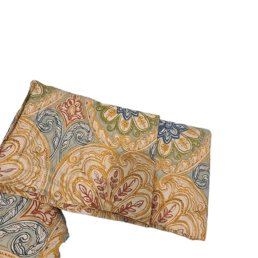 Pottery Barn QUEEN Duvet Cover+ 2 Pillowcases Gold Blue Merlot Paisley Catrina